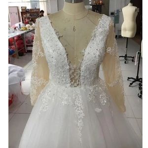 Beaded V-neck Wedding Dress